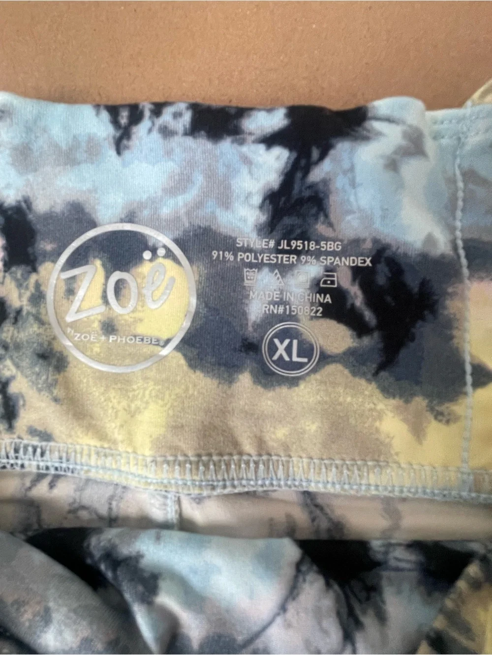 Abstract Tie Dye Leggings Blue Yellow Stretch Yoga Pants Zoe by Zoe & Phoebe Y2K